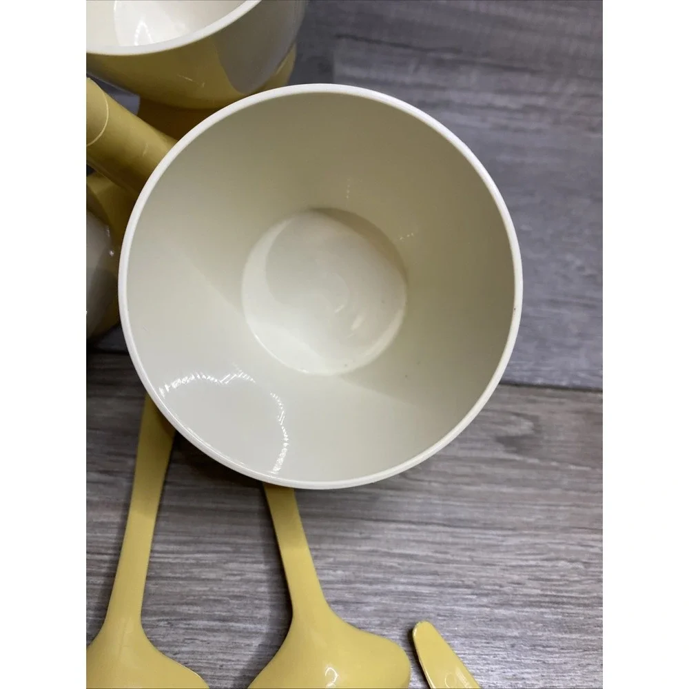 Vintage Tupperware Gold and Almond Condement Caddy Set w/ Cups, Lids & Spoons